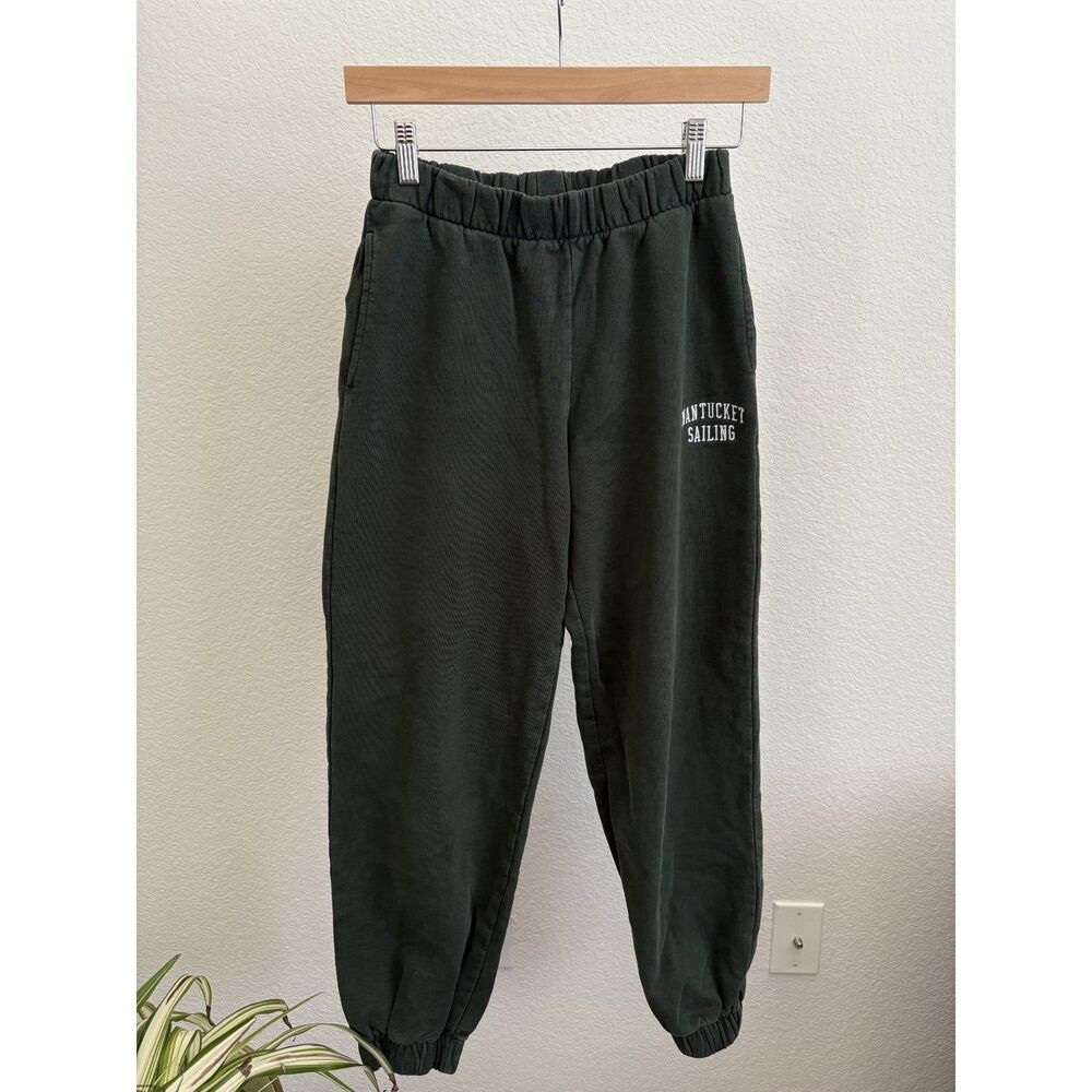 Brandy Melville Dark Green Sweatpants Nantucket Sailing Embroidery